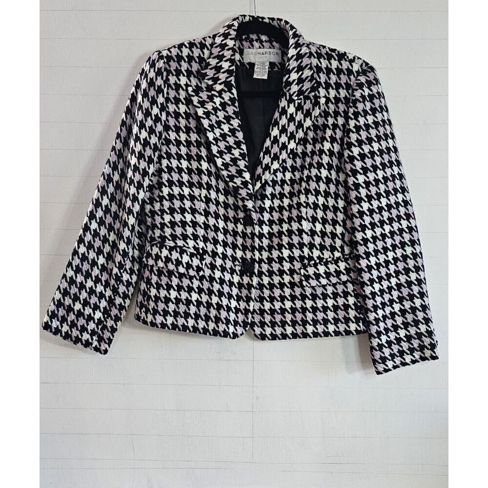 Sag Harbor Black and White Houndstooth Blazer